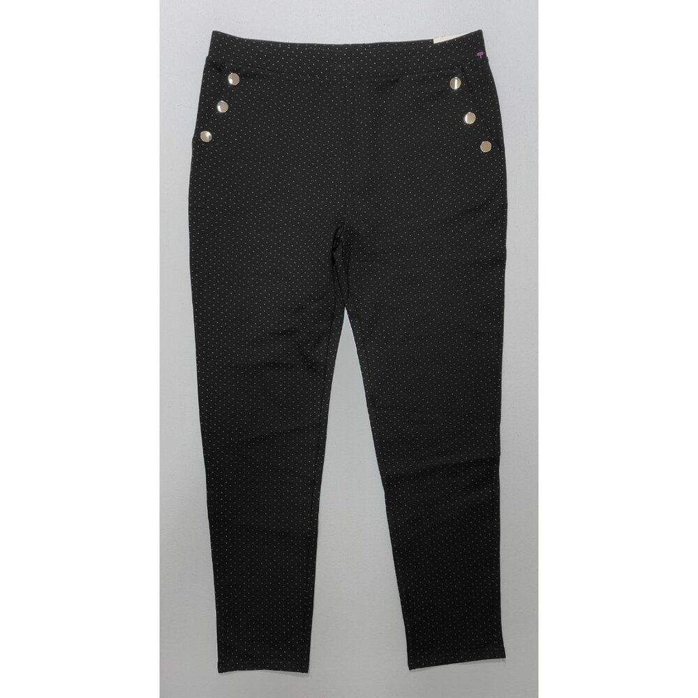 Classic Concepts Women's Petite Black/White Stretch Pull On Pants Size PXL